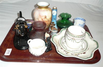 Lot 310 - Tray of ceramics including cow creamer, Royal Doulton 'Artful Dodger' etc