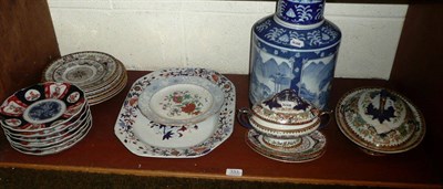 Lot 333 - Lantern, Imari Spode platter and various pots