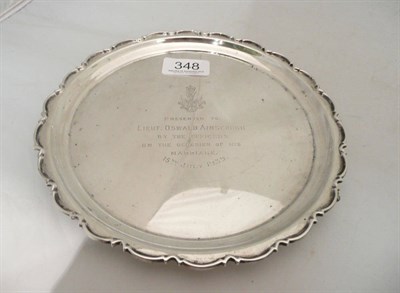 Lot 348 - A small silver waiter dated 15 July 1939