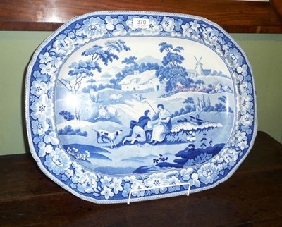 Lot 370 - A Stevensons blue and white meat plate 'Shepherds Swain' with impressed factory marks