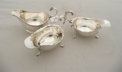 Lot 401 - A pair of silver sauce boats and one other