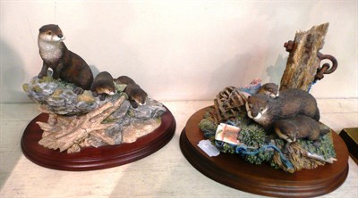 Lot 418 - Two Border Fine Arts Otter Groups 'At The Water's Edge', model No. EG05 by Ray Ayres, Ltd....