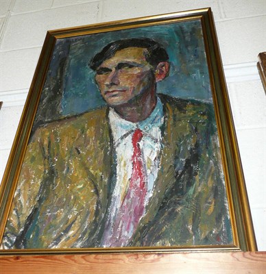 Lot 427 - Oil on board portrait of a man by E.Levy