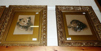 Lot 428 - Pair of watercolours by E Atkinson depicting dogs