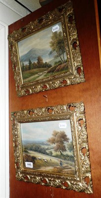 Lot 446 - Pair of oils of a shepherd and sheep