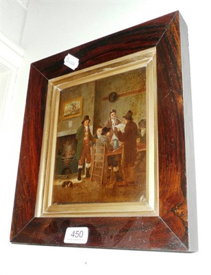 Lot 450 - Oil on panel - tavern interior in a rosewood frame