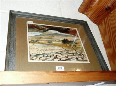 Lot 452 - Delia Borlase ARCA, Dales Landscape with Limestone Pavement, mixed media