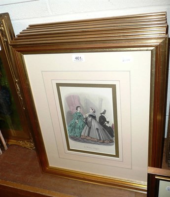 Lot 461 - Eight framed costume engravings - 'Le Monde Elegant'