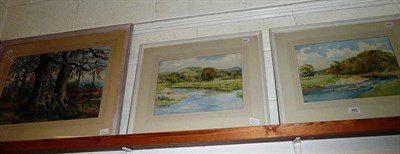 Lot 465 - Three signed watercolours by V Coverley-Price - river landscape in Wales, A View in Wales and a...