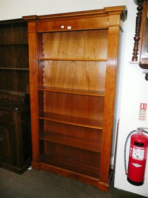 Lot 490 - Pair of reproduction yew bookcase and shelves