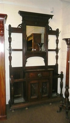 Lot 493 - Late 19th/early 20th century carved oak hall stand