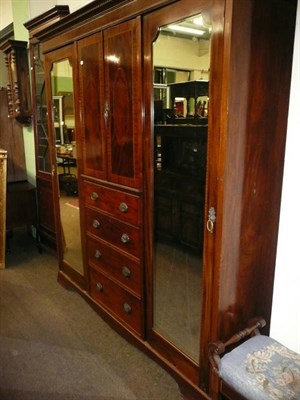 Lot 496 - Edwardian inlaid mahogany combination wardrobe by Maple & Co