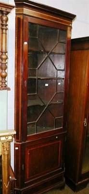 Lot 497 - 19th century glazed mahogany standing corner cupboard