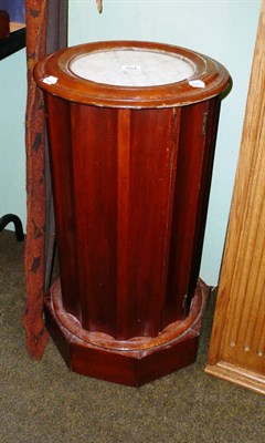 Lot 504 - Victorian cylindrical pot cupboard with marble inset top