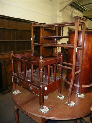 Lot 508 - Oak cabinet, long stool, Canterbury, a cylindrical pot cupboard, Edwardian inlaid mahogany...