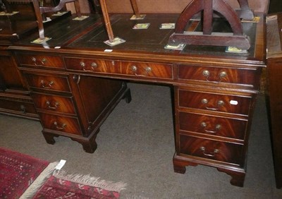 Lot 523 - Reproduction pedestal writing desk