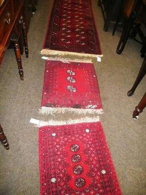 Lot 530 - Afghan Turkman runner and four Afghan mats (5)