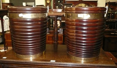 Lot 549 - A pair of 20th century mahogany brass bound peat buckets