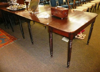 Lot 606 - 19th century mahogany D-end table with centre section and two leaves