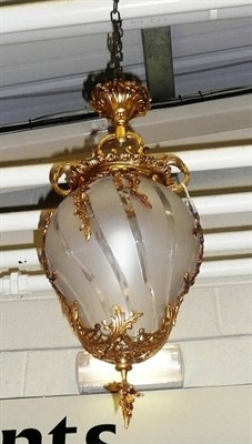 Lot 626 - Ormolu glass hall light