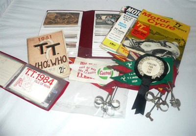 Lot 1007 - A Collection of Isle Of Man T.T. Race Memorabilia, including pennants from the 1950's and 60's,...