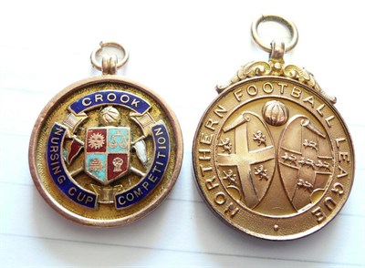 Lot 1009 - Two 9ct Gold Sporting Medals - Northern Football League 1926-27 and an enamelled Crook Nursing...