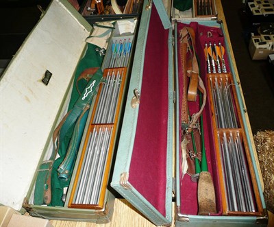 Lot 1016 - Two Cased Archery Sets - one with a two piece tubular metal 'Apollo Merlin' bow, twelve...