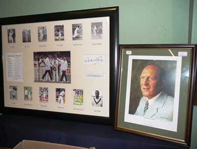 Lot 1026 - Dickie Bird - My Greatest World XI Signed Cricket Montage, comprising photographs, facsimile...