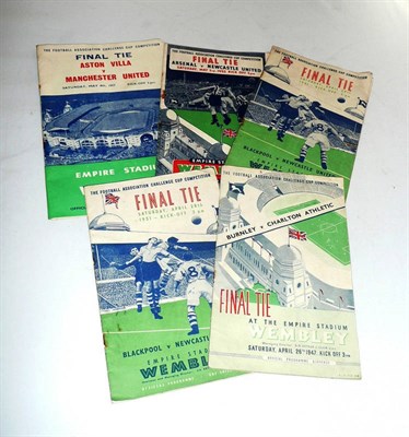 Lot 1034 - Five F.A. Cup Final Programmes - Burnley v Charlton 1947, Blackpool v Newcastle 1951 x 2, Arsenal v