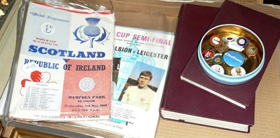 Lot 1046 - Football Memorabilia, comprising enamelled club badges, F.A., U.E.F.A Cup and International...