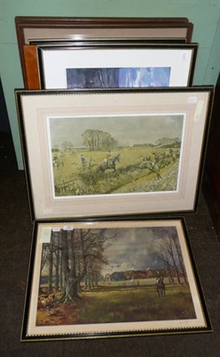 Lot 1053 - Seven Framed Hunting Prints, including Michael Lyne fox hunting scene with pencil signature and...