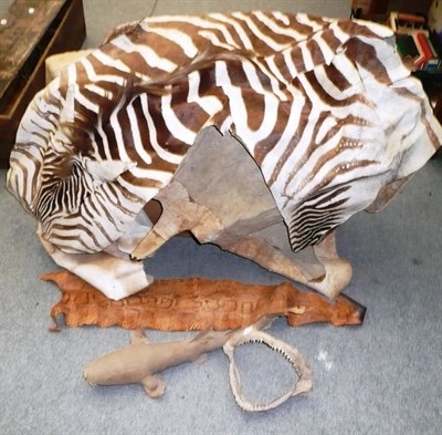 Lot 1101 - A Small Collection of General African Animal Skins, including Kudu, Antelope, Zebra (damage); a...