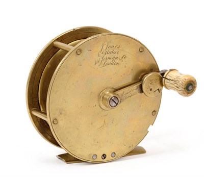 Lot 1123 - A 19th Century 3 3/4inch Brass Crank Wind Salmon Reel by J. Jones, 111 Jermyn St., London, with...