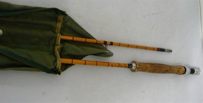 Lot 1149 - A Hardy 9ft 3pce Split Cane 'De-Luxe No.5' Fly Rod No.H41577C, circa 1961, with burgundy...