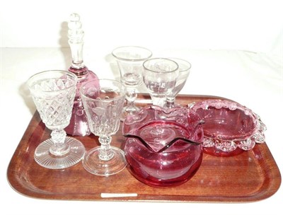 Lot 5 - Five 19th century glasses and three cranberry glass pieces