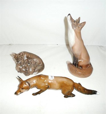 Lot 6 - Two Royal Copenhagen foxes and a Rosenthal fox
