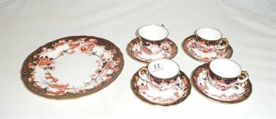 Lot 11 - Four Royal Crown Derby Cups, Saucers and a dish