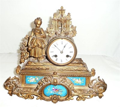 Lot 14 - 19th century metal mantel clock
