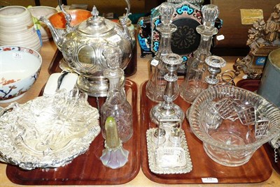 Lot 18 - Two trays of plated and glass wares