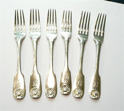 Lot 75 - Six silver forks, London 1847