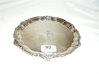 Lot 92 - 18th century crested silver waiter