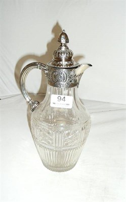 Lot 94 - A silver mounted cut glass claret jug