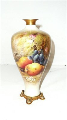 Lot 96 - Royal Worcester fruit painted vase signed Ricketts