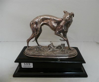 Lot 103 - Silvered model of a greyhound