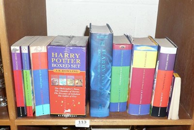 Lot 113 - Eight Harry Potter Books and a box set of Harry Potter books (new)