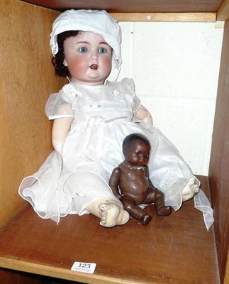 Lot 123 - An Armand Marseille Black Bebe doll and another large doll, German