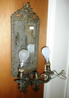 Lot 129 - Pair mirrored electric wall sconces