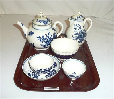 Lot 134 - 18th century Worcester teawares including, teapot and cover, jug and cover, two tea bowls and a...