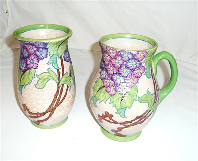 Lot 155 - Two Crown Ducal Charlotte Rhead vases, one with handle, Pattern 146, signed (2)