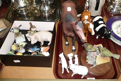 Lot 161 - Beswick Racehorse, Friesian bull, four sheep, a  Goebel palamino horse and a small collection...